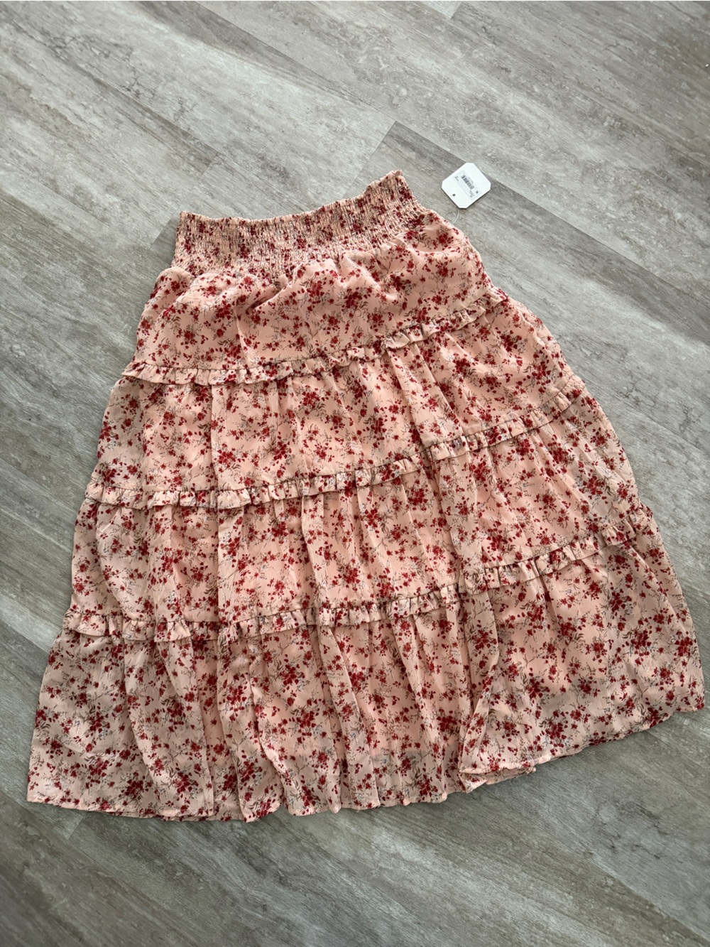 Women's Altar’d State Floral Tiered Pink Skirt Sz xl NWT